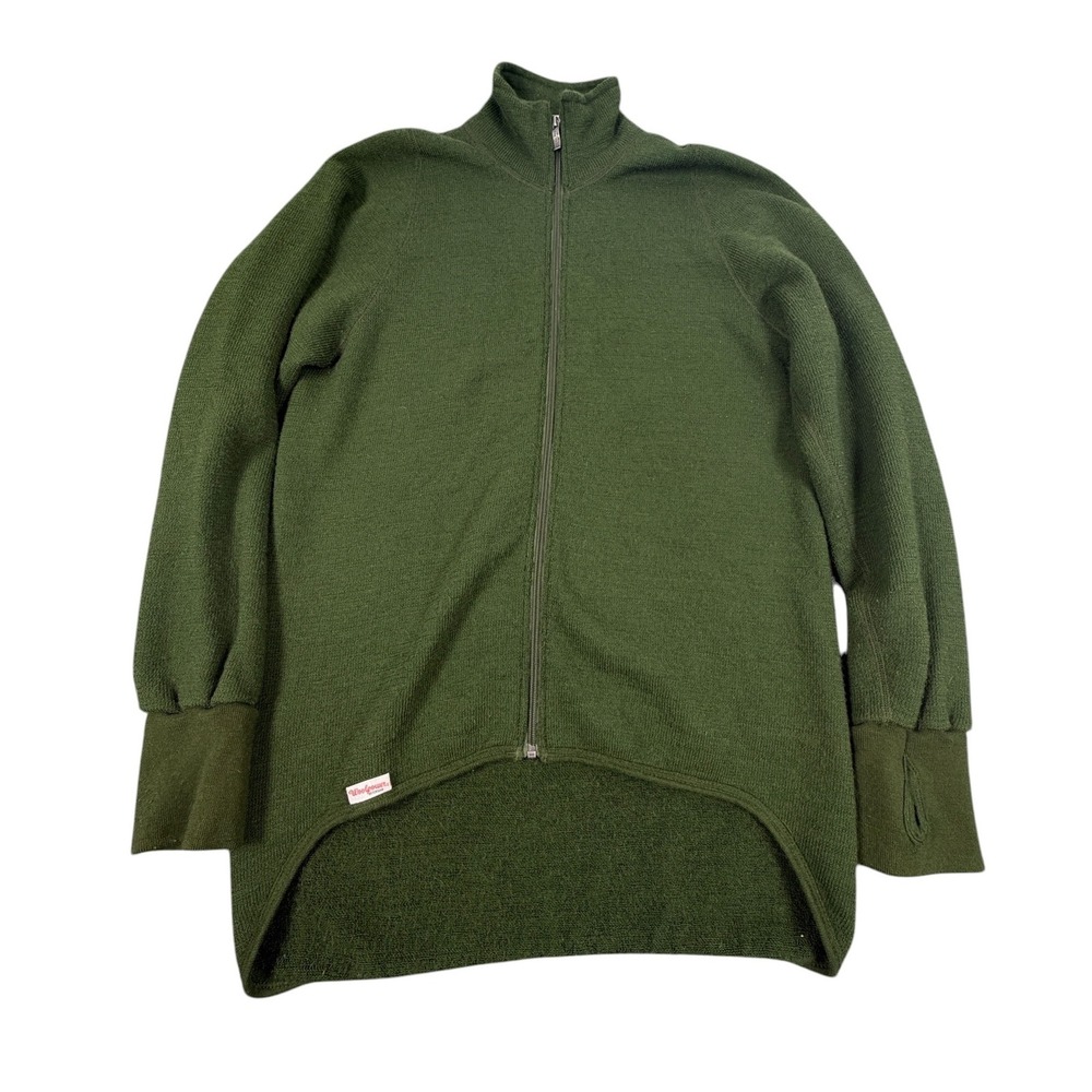 Woolpower 600G Mens Full Zip Jacket Merino Wool Mid Layer Green Large